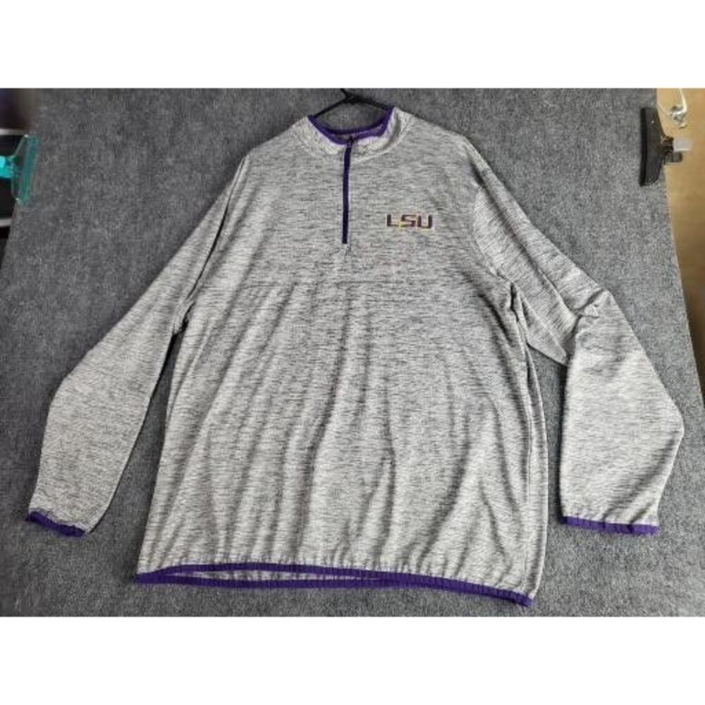 LSU Tigers Pullover Men Sz XXL Colosseum Athletics 1/4 Zip‎ Gray NCAA Sportswear